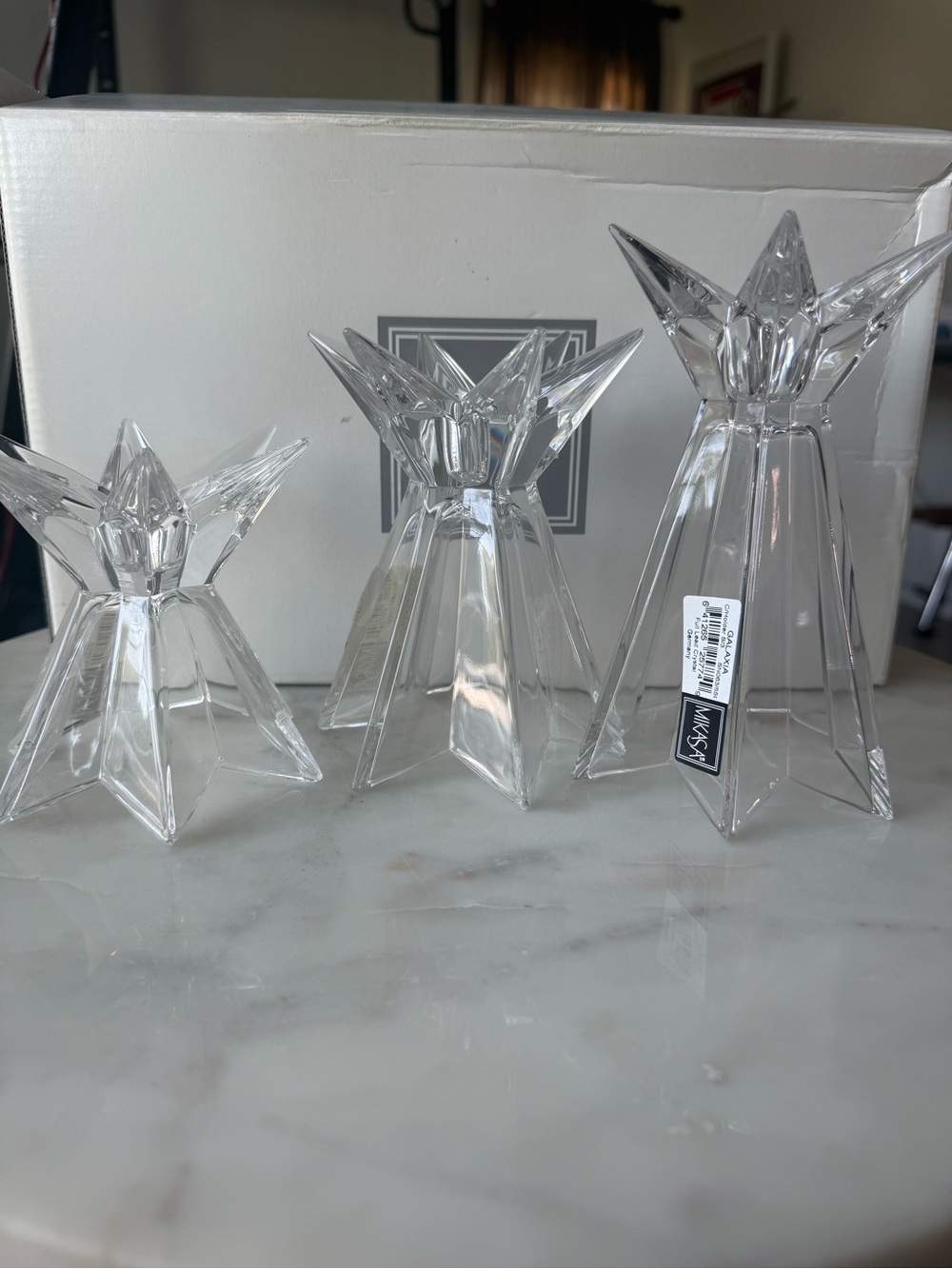 Mikasa Clear Crystal Starburst Candle Holders (Set of 3)